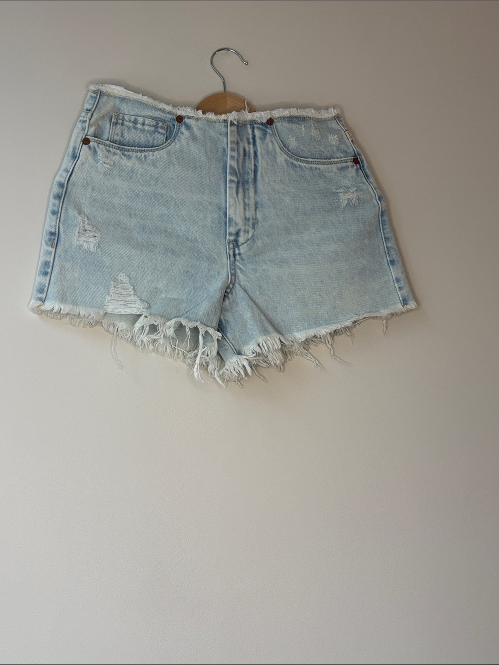 Blank NYC Light Blue Distressed Denim Cutoff Shorts